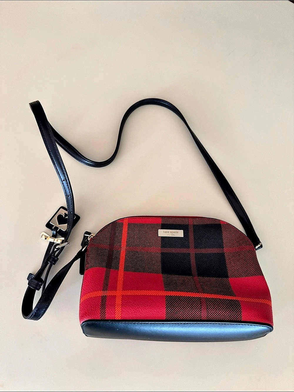 Kate Spade Plaid Crossbody Bag in Red & Black